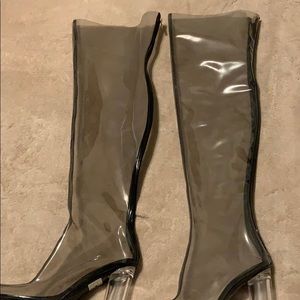 Thigh high Perspex boots